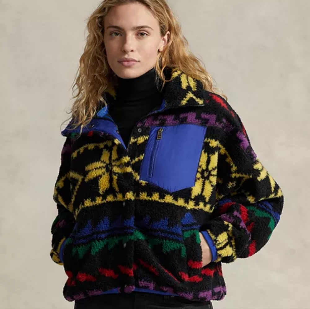NWOT Polo Ralph Lauren L Tribal Gorpcore Indie Sleeze Ski Teddy Fleece Jacket